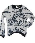 エーティーシャツ　グレー系デザインセーター
