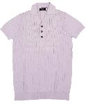 エポカウォモ　紫半袖綿ニットシャツ