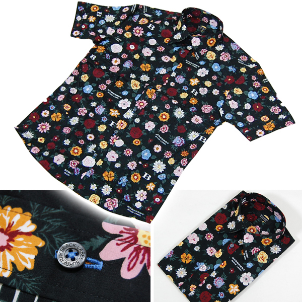 arc+shop】43%off！黒花柄半袖シャツ(BURBERRY BLACK LABEL 